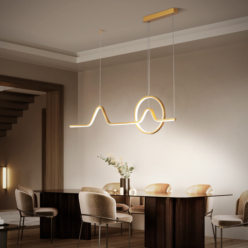 Arisha Suspension Linéaire Moderne Noir/Or Métal/Acrylique Salon