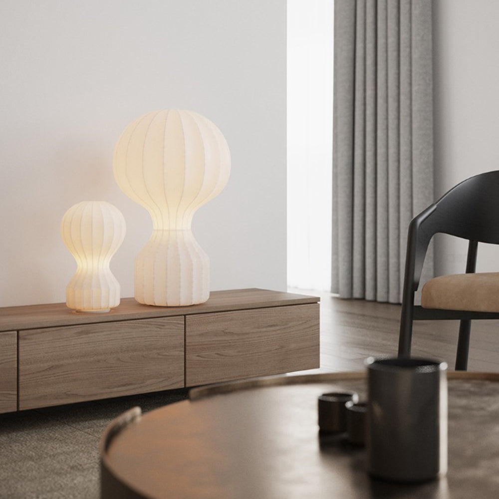 Ritta Lampe de Table Simple, Métal/Soie, Blanc, Chambre à Coucher
