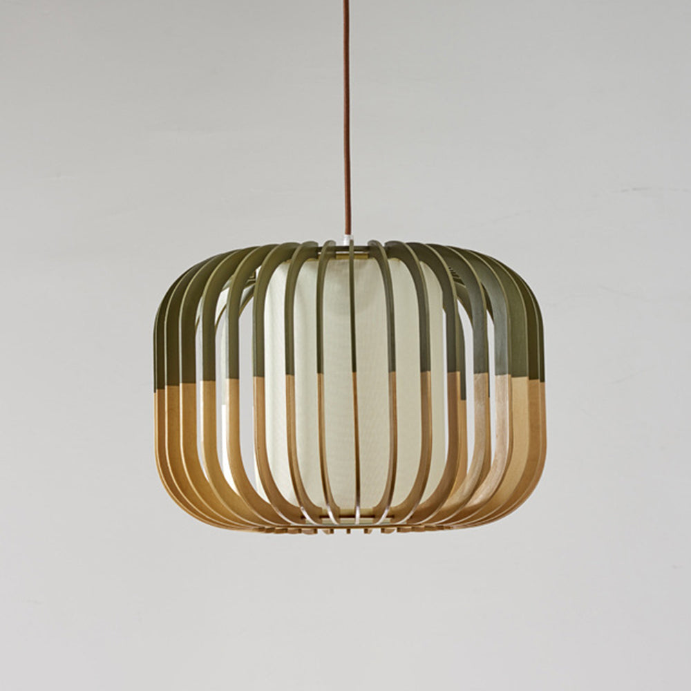 Muto Suspension cylindre Rustique, Bois/Tissu, Vert/Marron, Chamber à Coucher