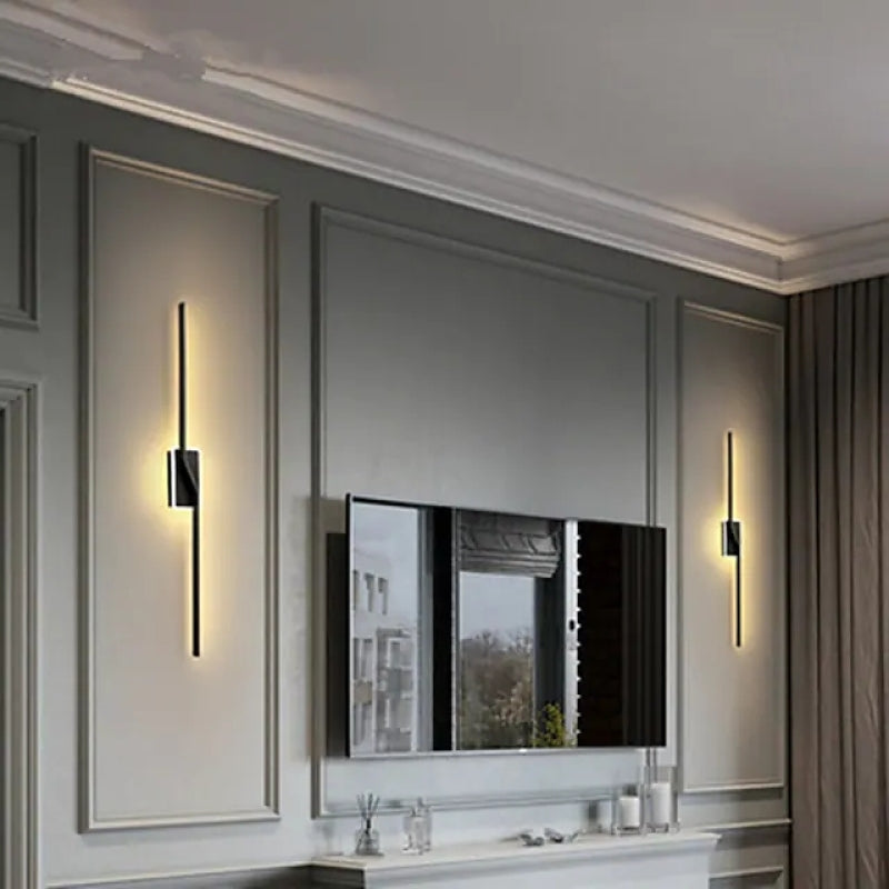 Arisha Applique Murale Linéaire Minimaliste, Métal, Or/Noir, Salle de Bain
