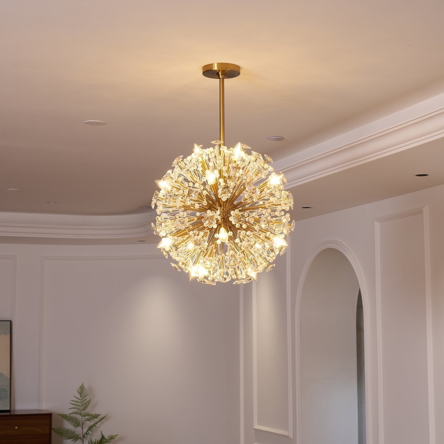 Aurora Chandelier Dickinson Gold Crystal Starburst - Letslighting