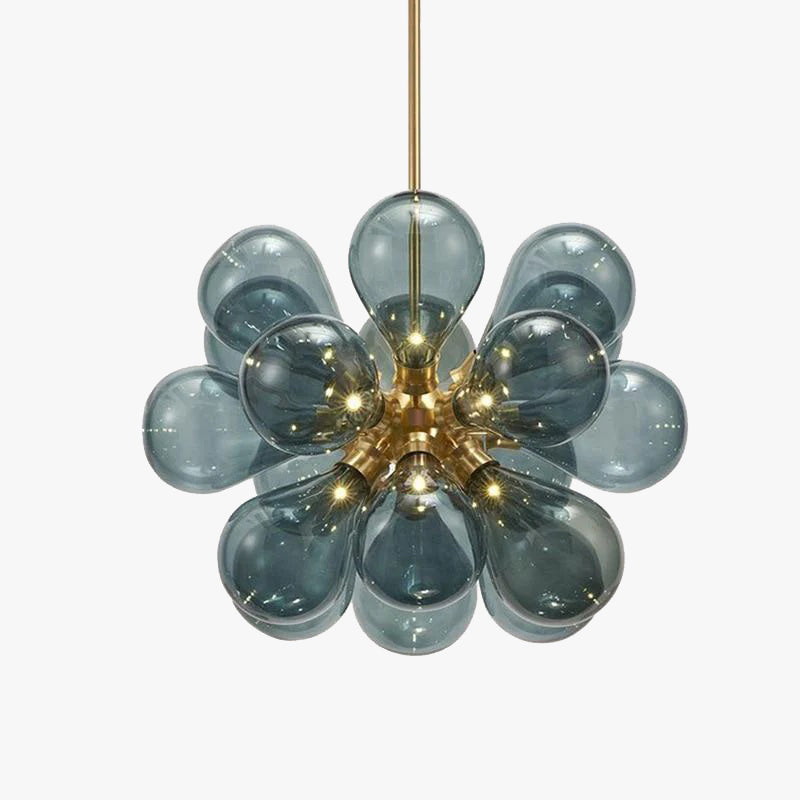 Valentina Suspension Moderne, Métal/Verre, Blanc/Bleu/Violet/Doré, Salon