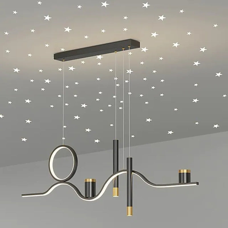 Arisha Haut de Gamme Suspension étoilé Moderne Métal Noir Salon/Salle à manger