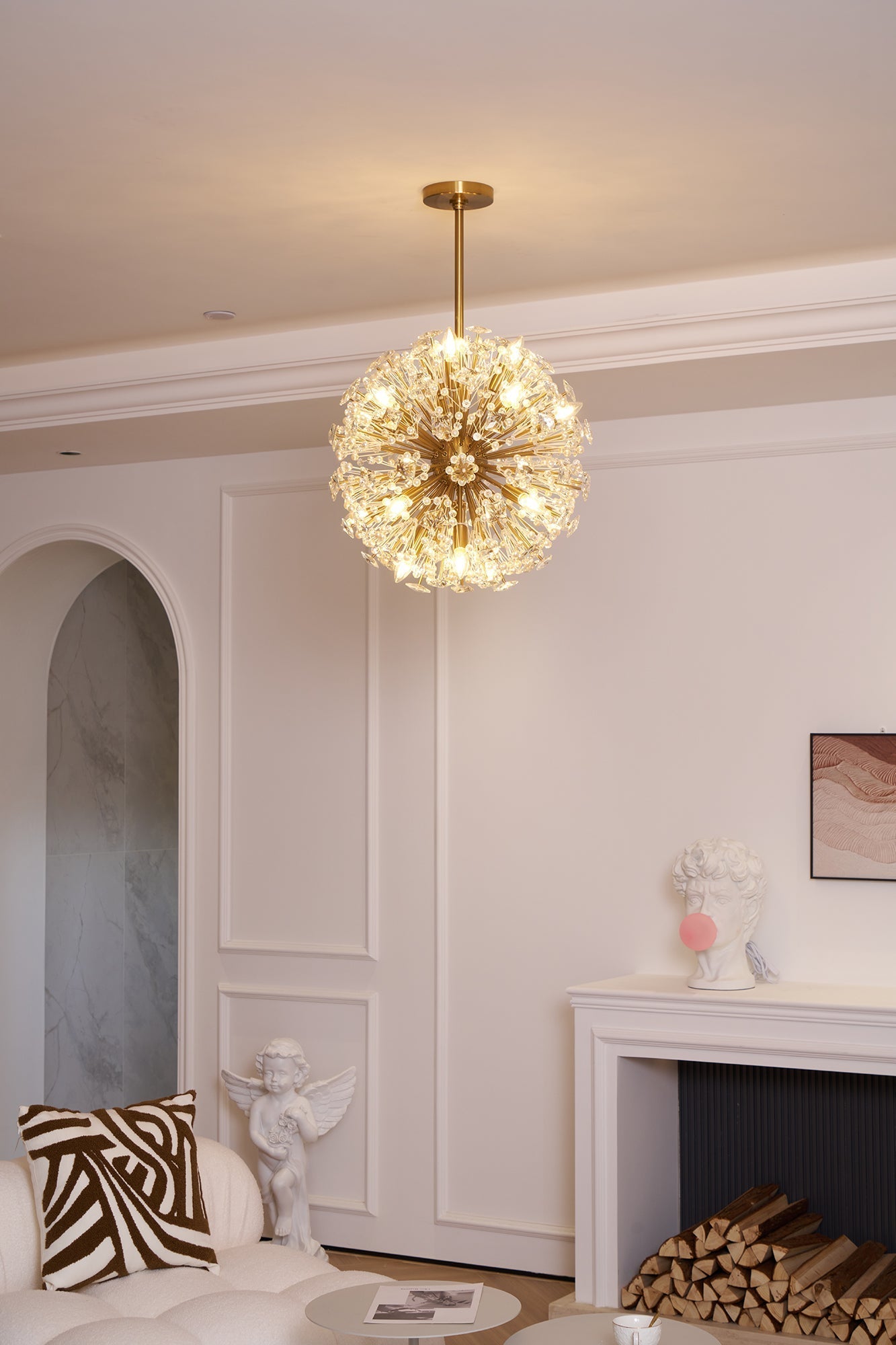 Aurora Chandelier Dickinson Gold Crystal Starburst - Letslighting