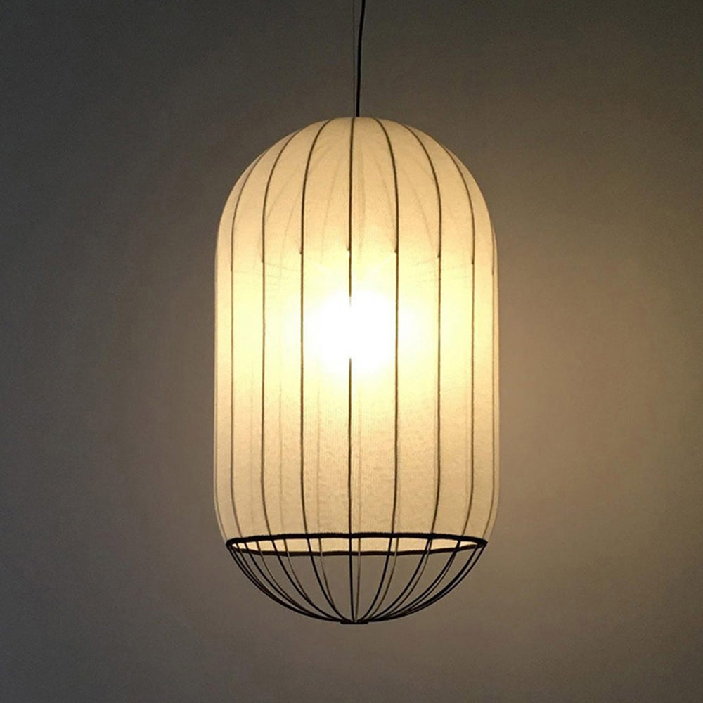Ritta Suspension Vintage, Métal/Tissu, Blanc/Noir, Salon