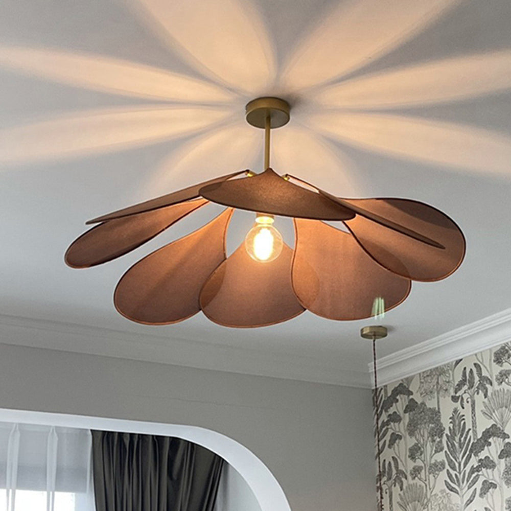 Ritta Suspension Petale Moderne, Metal/Tissu, Blanc/Marron, Salon