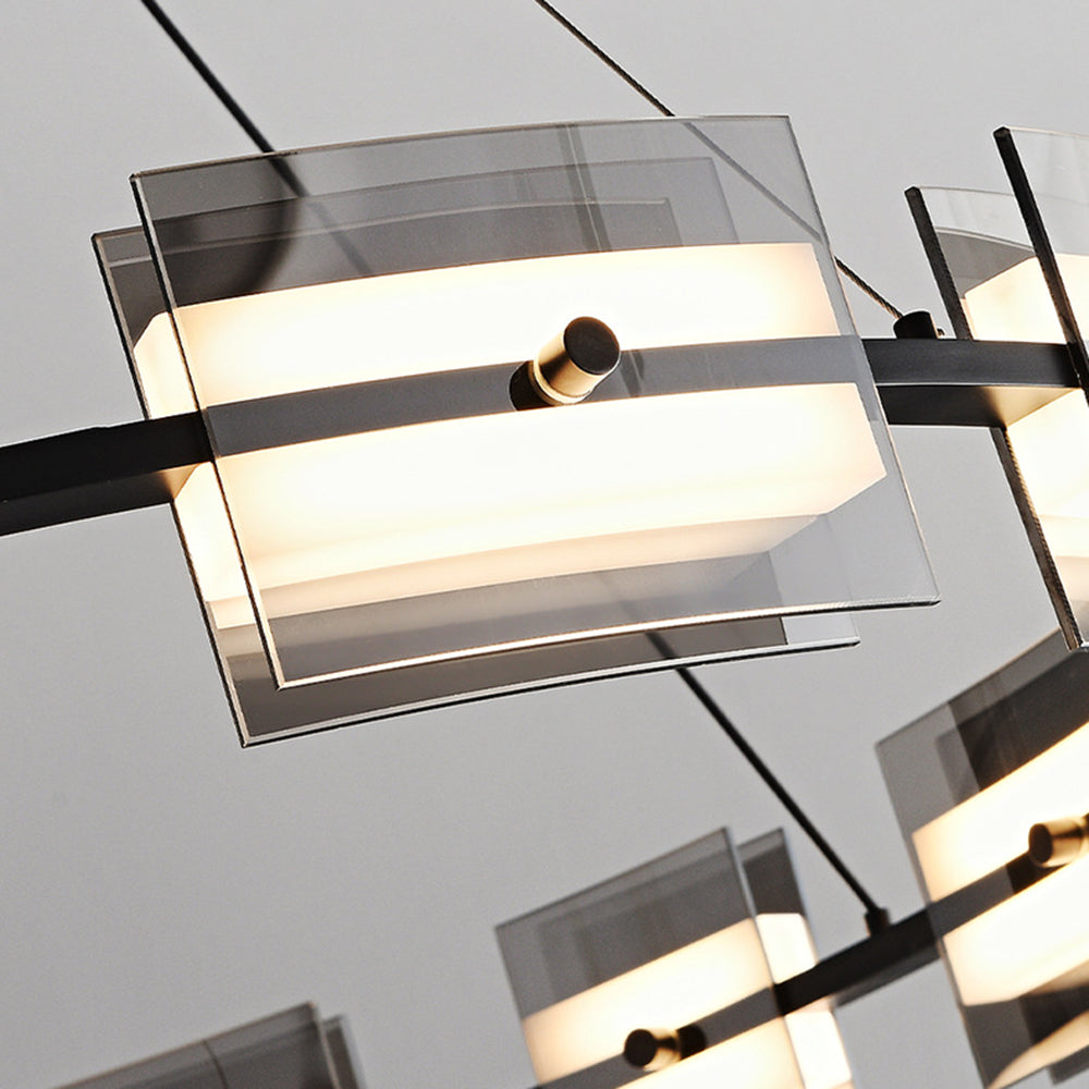 Arisha Suspension Anneau Simple, Cuivre/Verre, Noir/Or, Salon/Chambre