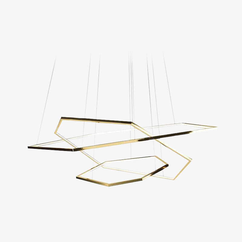 Ray Suspension Géométrique Contemporain, Métal, Doré, Salon/Chambre à Coucher