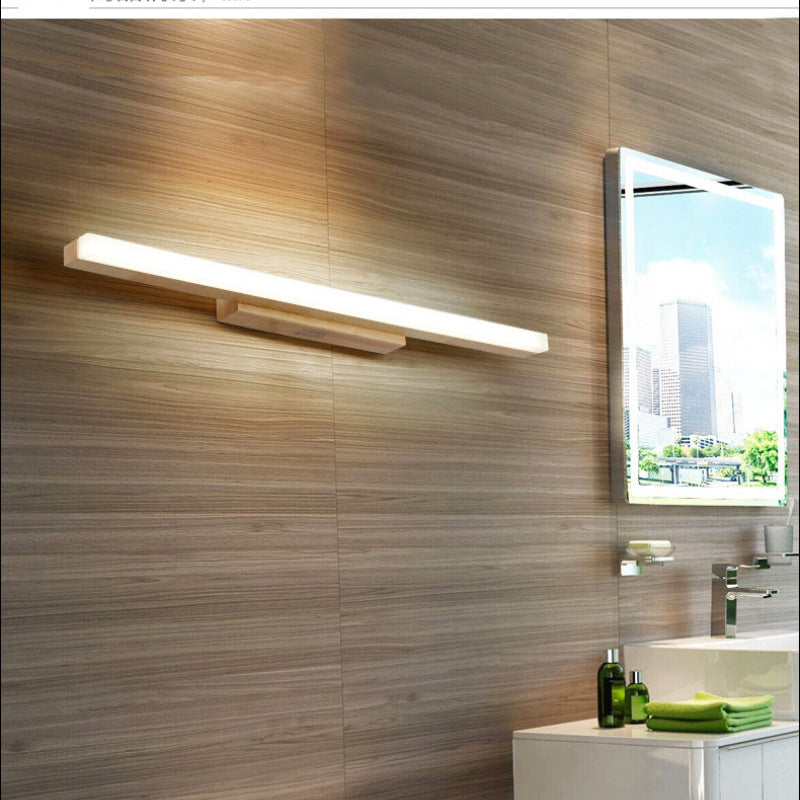 Arisha Applique Murale Miroir Linéaire Minimaliste, Bois, Noyer, Salon