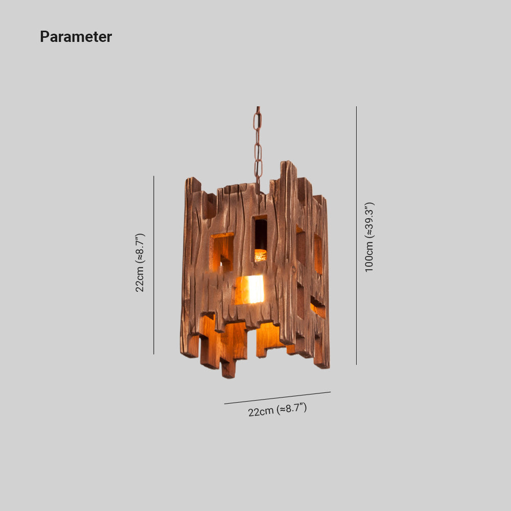 Epoch Suspension Rectangulaire Rustique, Bois/Metal, Bois, Chambre