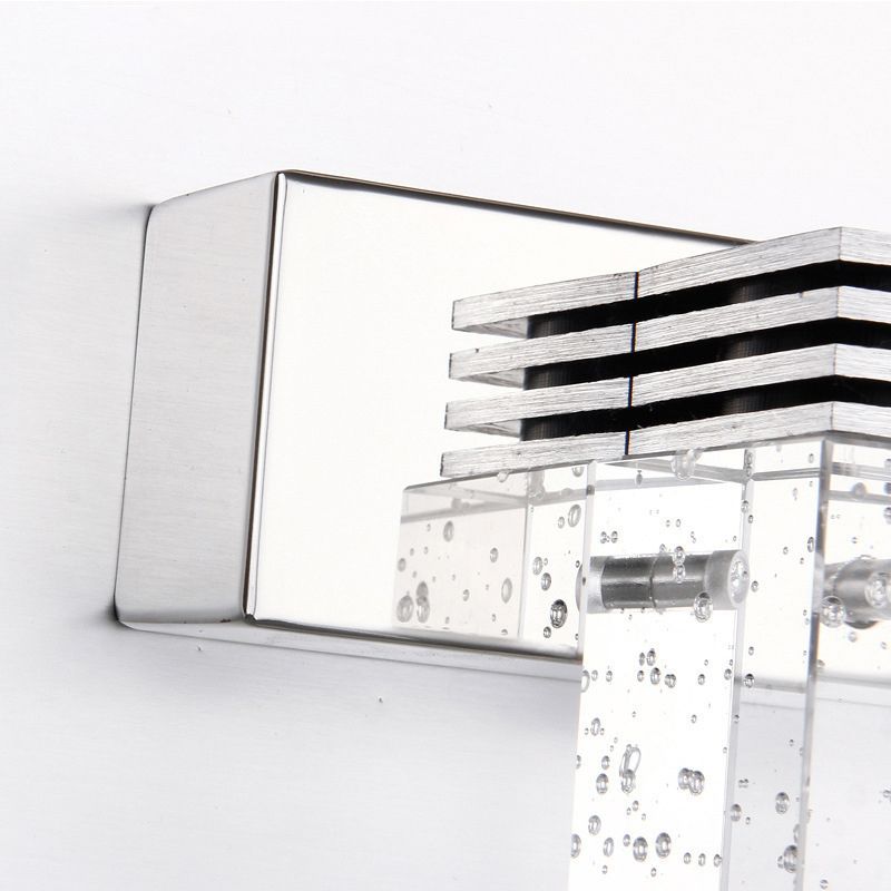Arisha Applique Murale à Miroir Carrée Moderne, Métal/Cristal, Argent, Salle de Bain