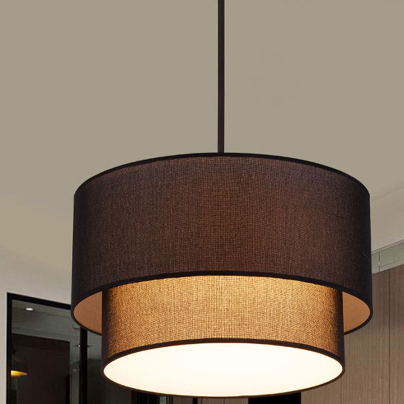 Ritta Moderne LED Suspension Blanc Noir Métal Tissu Salon Chambre à coucher