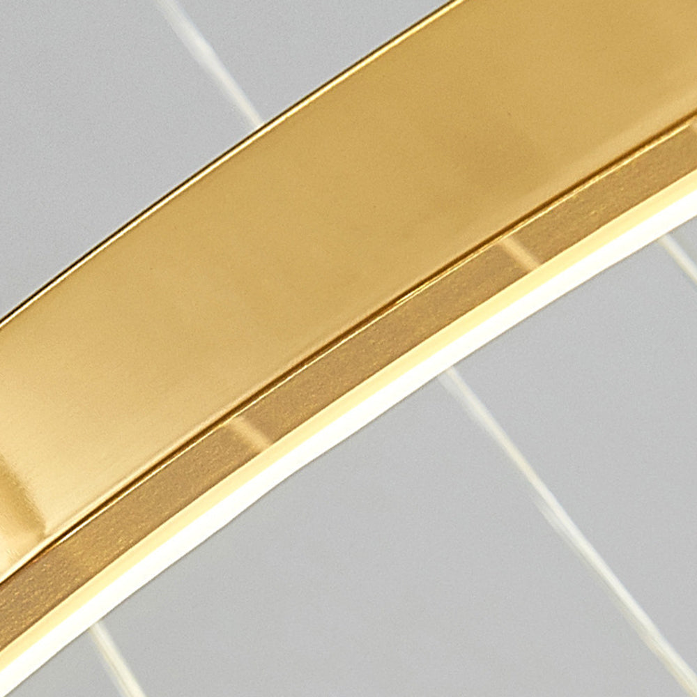 Arisha Grande Design LED Luminaires Suspensions Anneau Moderne Acrylique Doré Salon