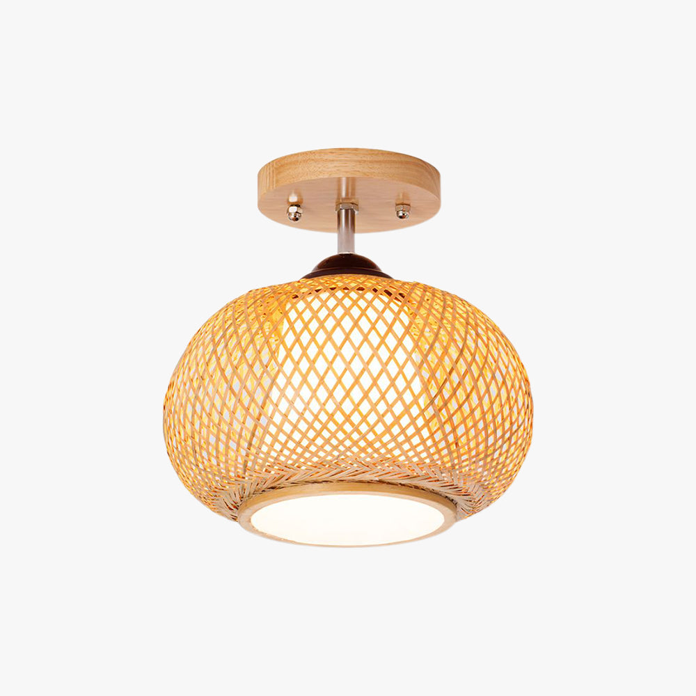 Ritta Plafonnier Dôme Simple Vintage LED Bamboo Bois Salon/Chambre à Coucher