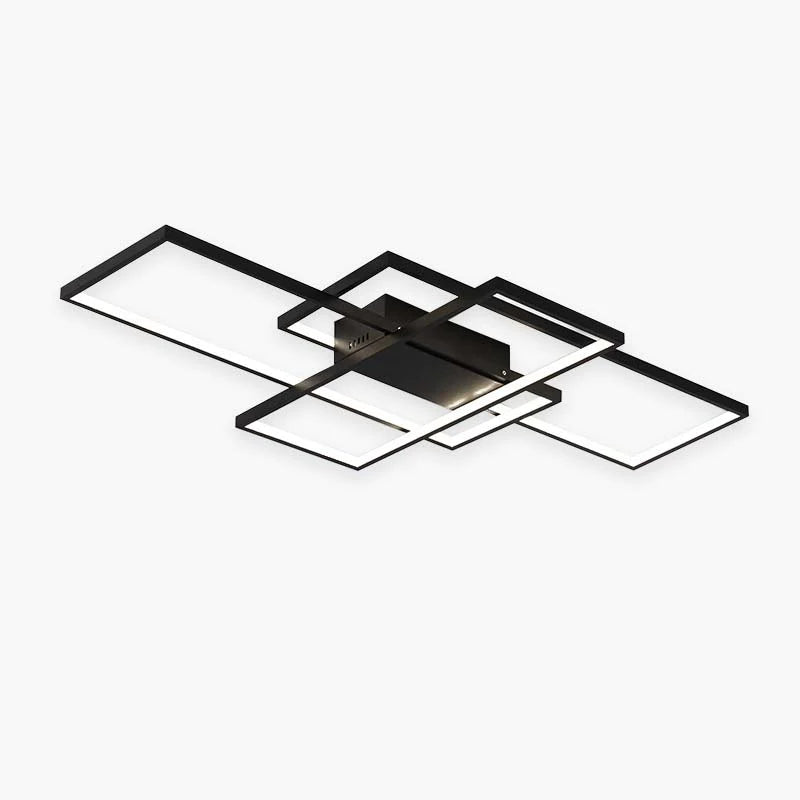Arisha Plafonnier Rectangle Moderne, Métal/Gel de Silice, Noir/Blanc, Salon