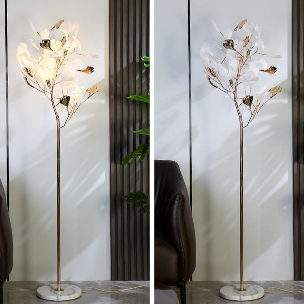 Olivia Lampadaire Arbre Feuille Vintage Art Deco Porcelaine Blanc Salon/Chambre à Coucher