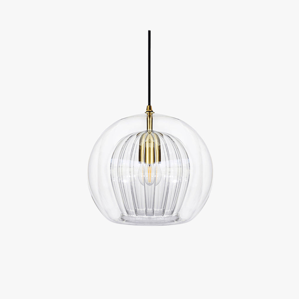 Valentina Suspension Bulle Nordique Verre Transparent/Doré Salon/Chambre