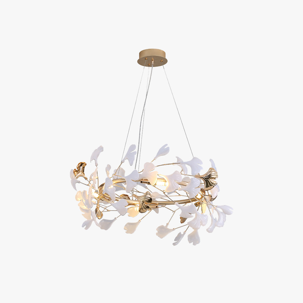 Olivia Suspension Feuille/Multi Moderne Métal/Céramique Doré/Blanc Salon