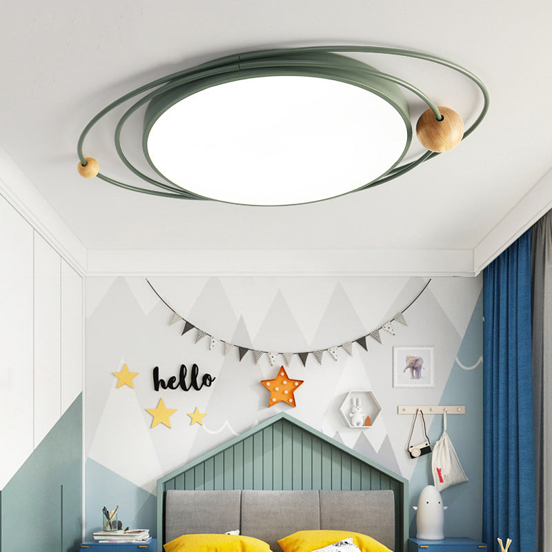 Arisha Plafonnier Rond Moderne, Metal/Bois, Blanc/Noir/Gris/Vert/Bleu, Salon