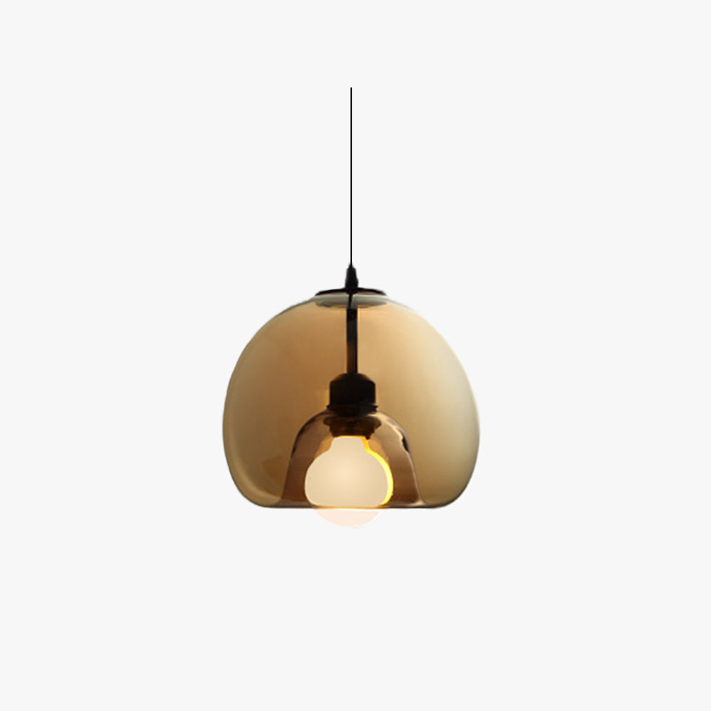 Valentina Luminaires Suspensions Globe Moderne LED Verre/Quincaillerie Ambre/Gris Fumé Salle à Manger/Salon