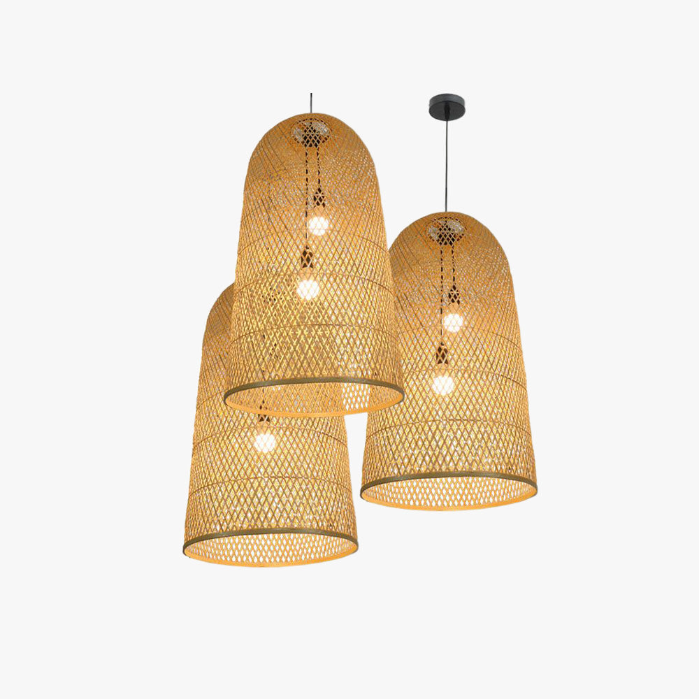 Ritta Design Italien Luminaires Suspensions Dôme Vintage Bamboo Bois Chambre à Coucher