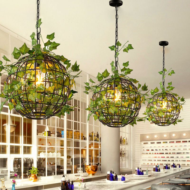 Ritta Globe Art Deco LED Suspension Vert Métal Salle à Manger