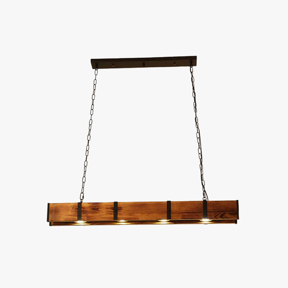 Silva Luminaires Suspensions Linéaire Vintage Industrielle Bois Marron Salon/Bar/Cuisine