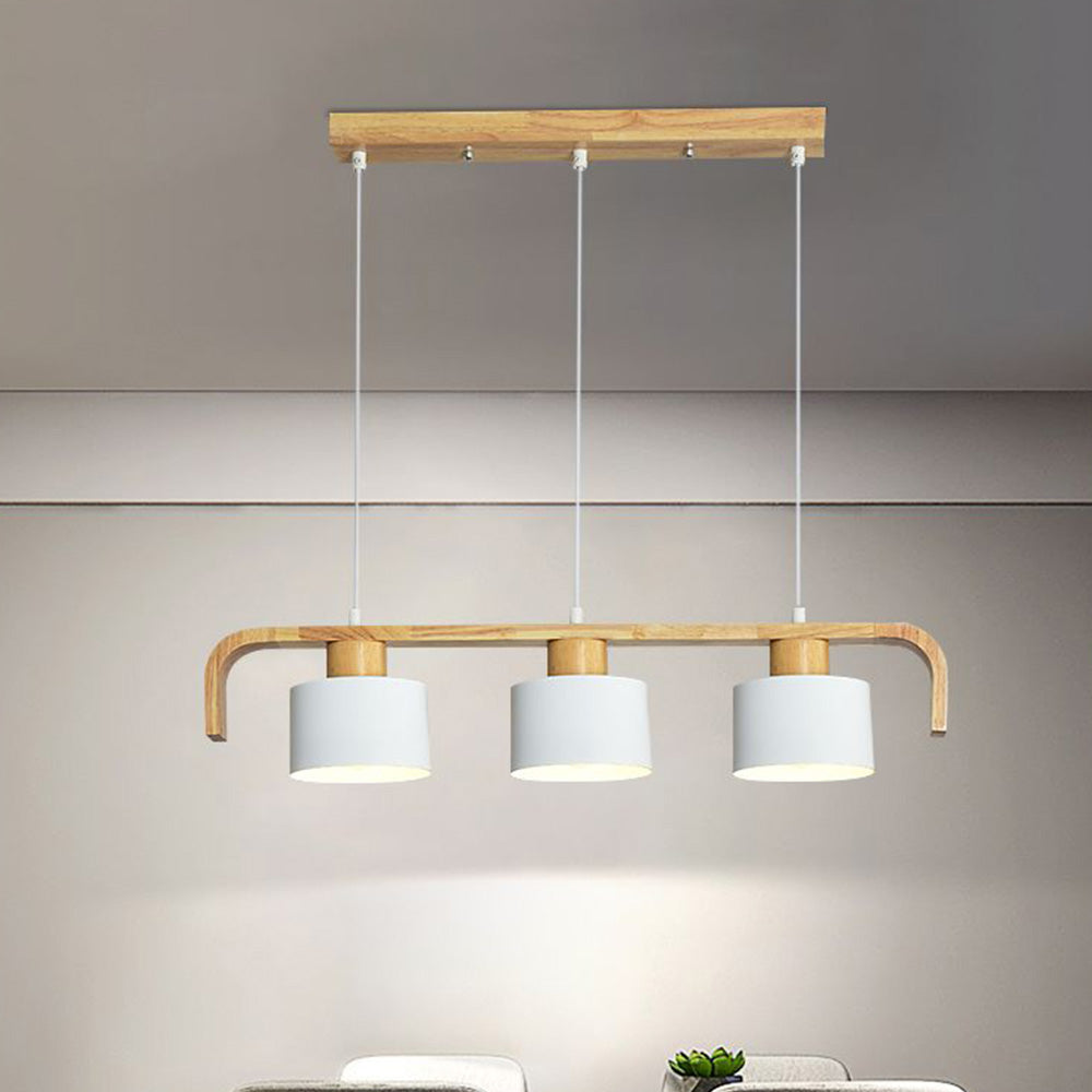 Valentina Moderne Luminaires Suspensions Cylindre Nordique Bambou Blanc/Vert/Gris Chambre à Coucher