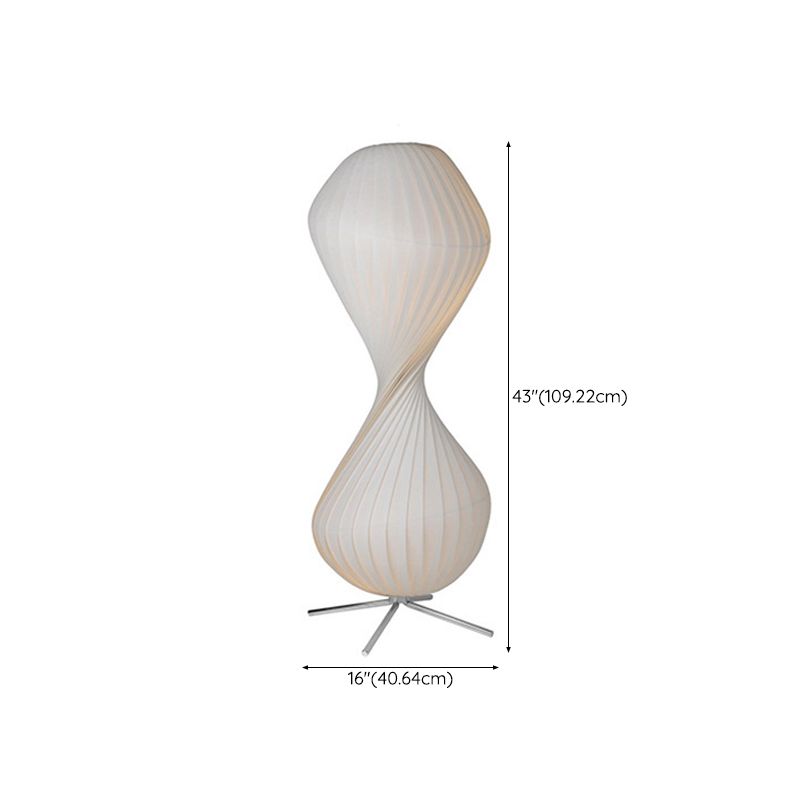 Ritta Lampadaire Plissé Moderne, Métal/Tissu, Blanc, Chambre
