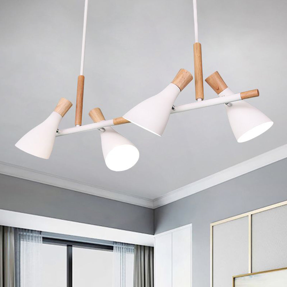 Valentina Luminaires Suspensions 4 Lampes Nordique Bois/Métal Blanc/Vert/Gris Cuisine/Salon