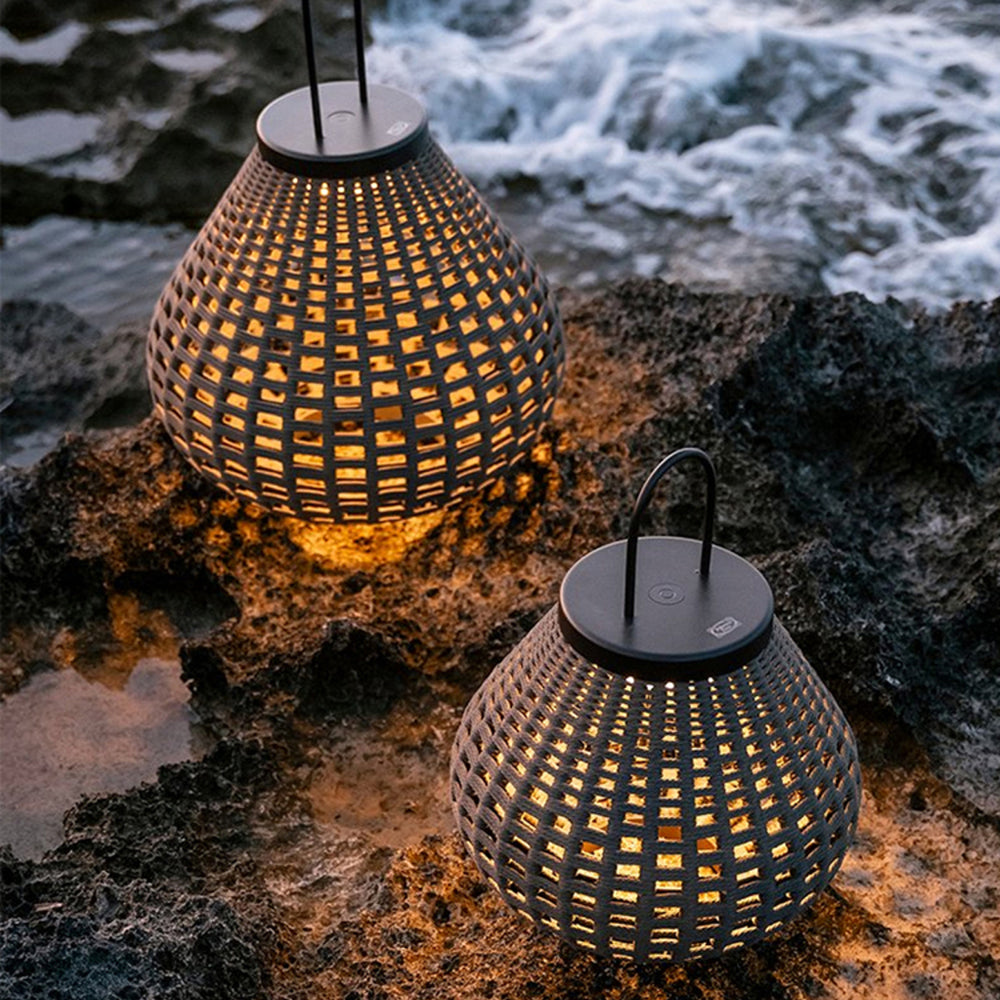 Ritta Vintage Petie LED Lampadaire Brun Métal/Tissu Extérieur