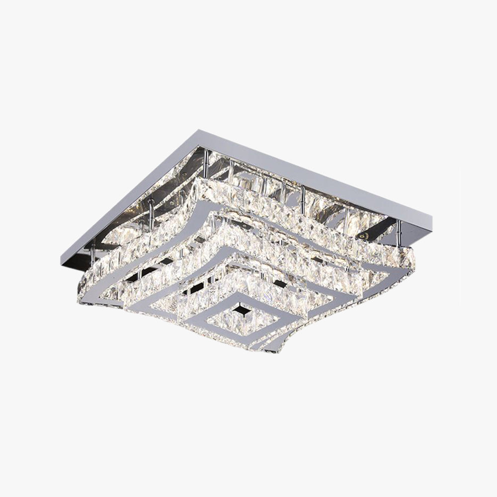 Kirsty Plafonnier Carré Blanc Moderne Métal/Verre Argent Grande Salon