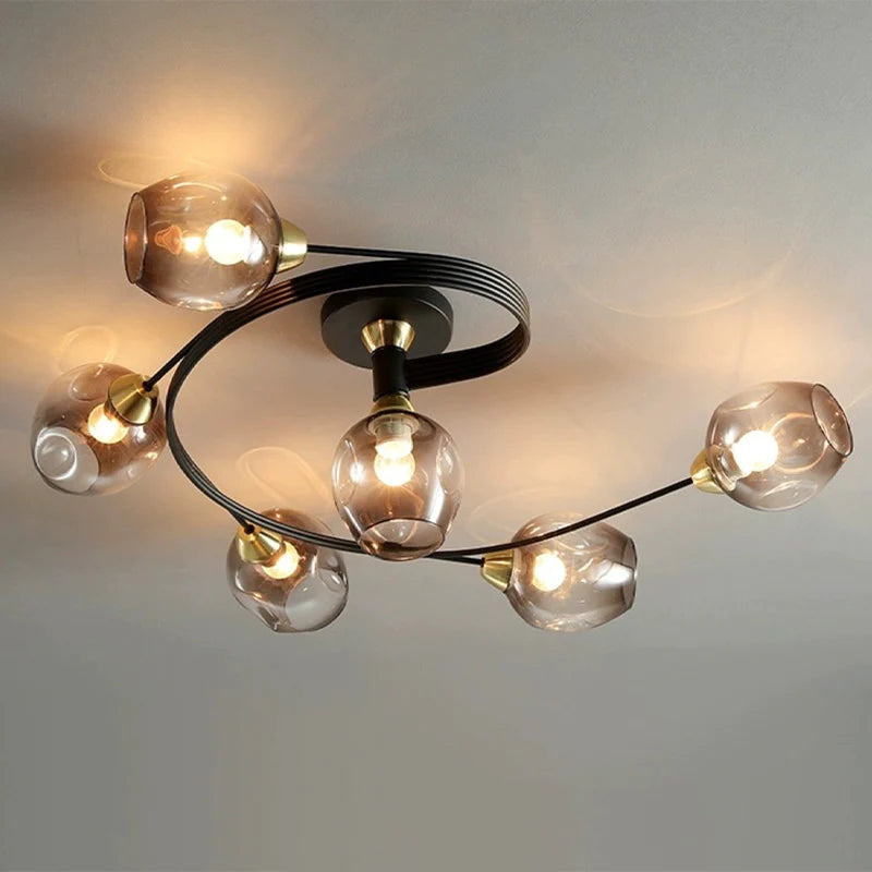 Valentina Plafonnier Fleur Vintage, Verre/Métal, Salon