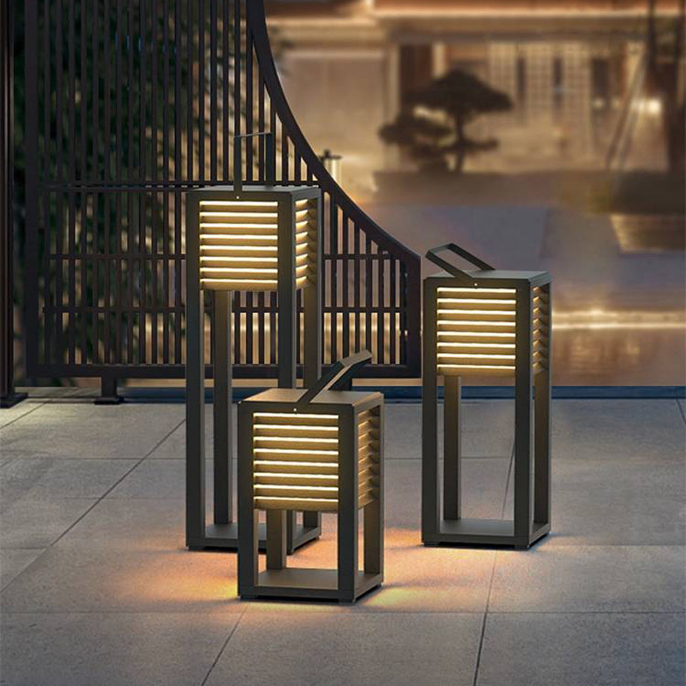 Ray Moderne LED Lampadaire Noir Métal/Acrylique Extérieur Cour