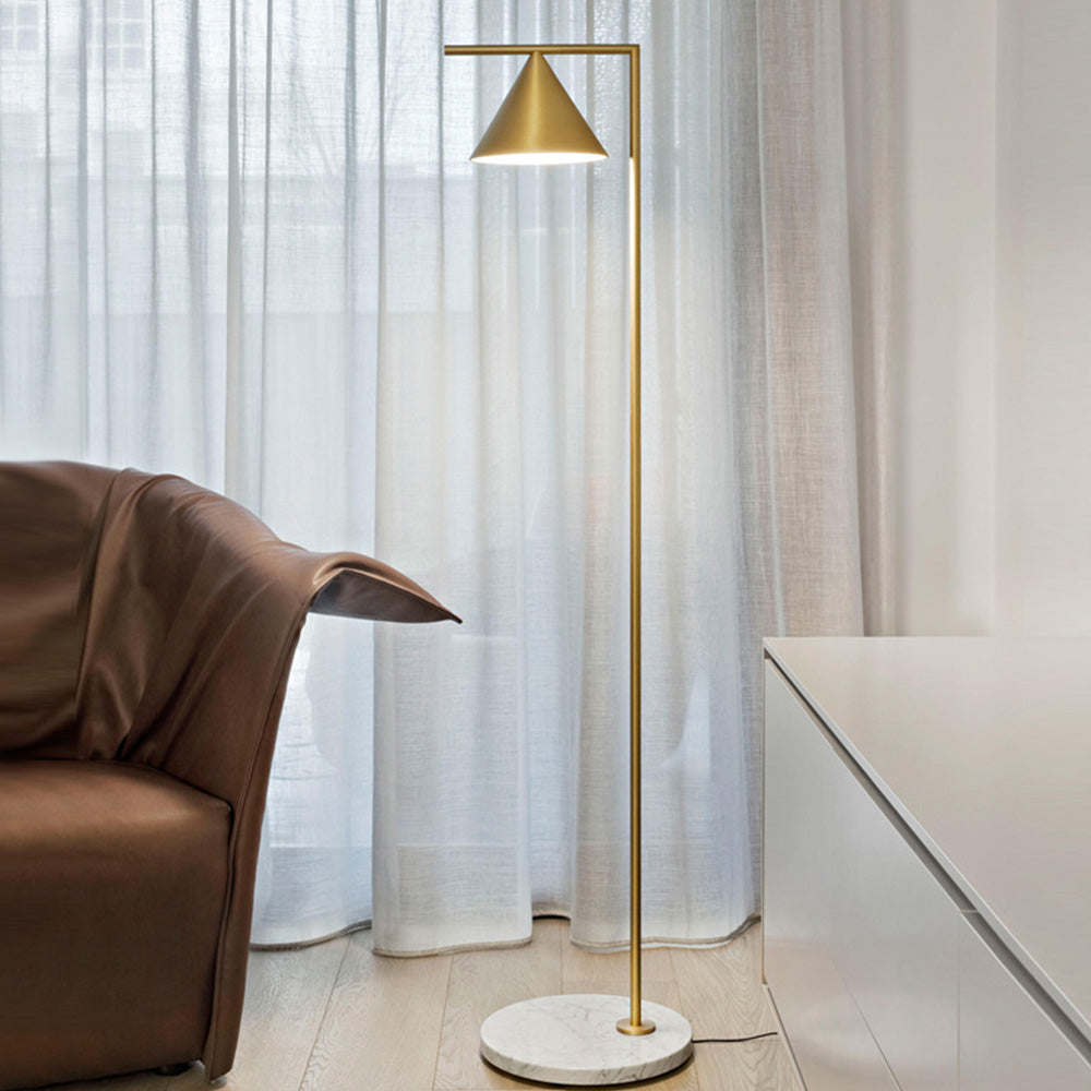 Arisha Lampadaire Géométrique Moderne, Marbre, Noir/Or, Salon