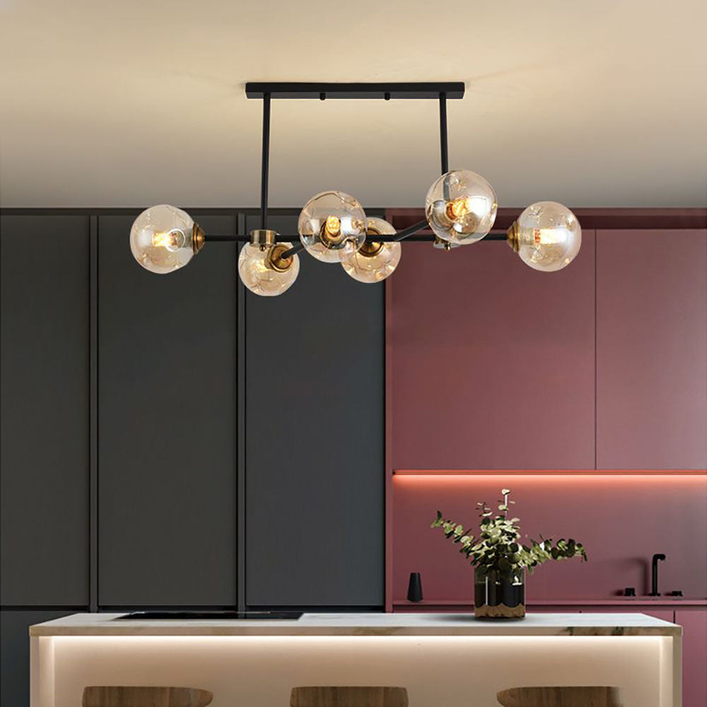Valentina Moderne LED Suspension Noir Métal Verre Salon Chambre à Coucher