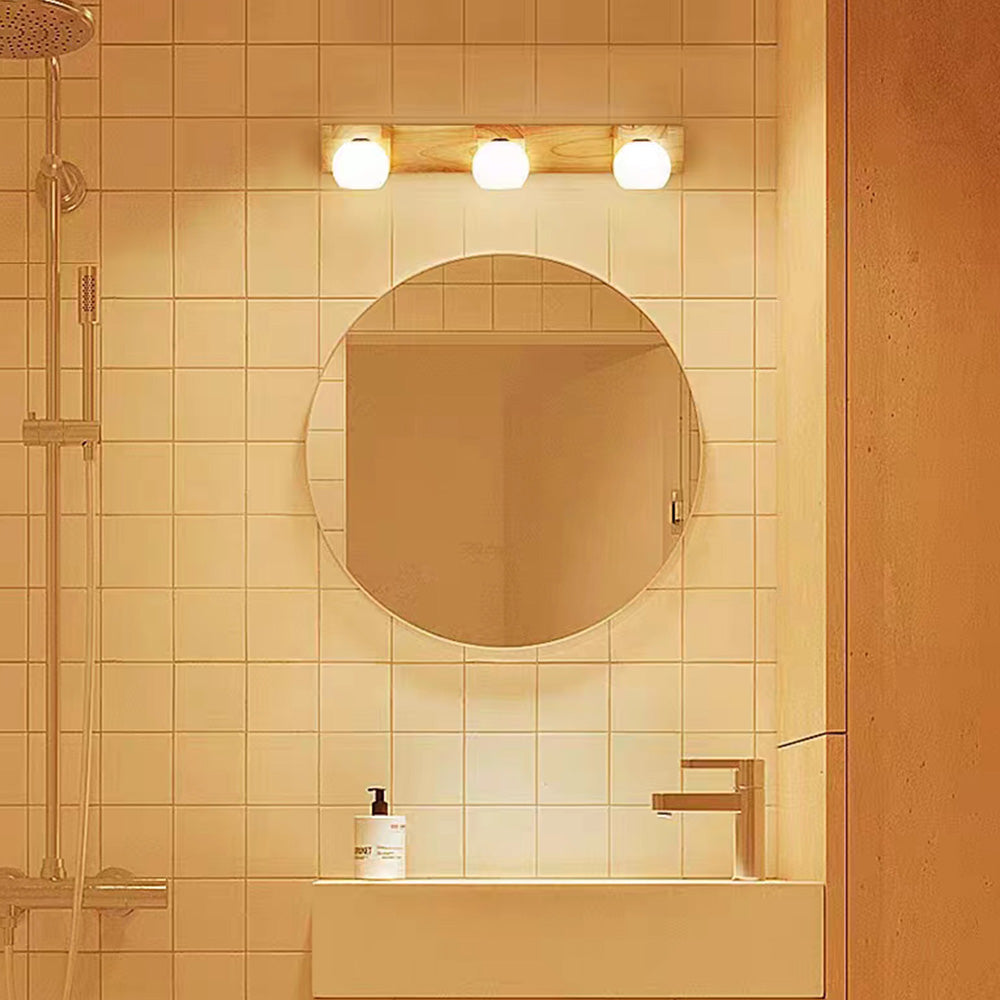 Muto Applique Murale Linéaire Moderen, Bois/Verre, Bûche, Salle de Bain