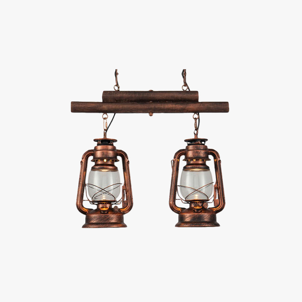 Silva Luminaires Suspensions Lanterne Vintage Métal/Verre Laiton/Cuivre Salon/Salle à manger