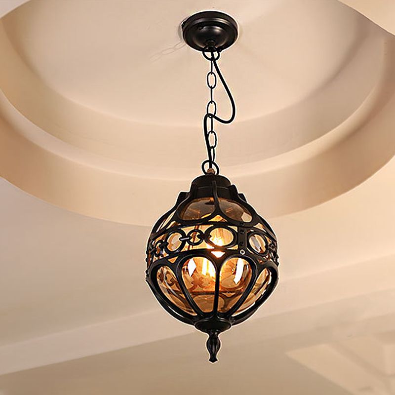 Silva Sphère Vintage LED Suspension Noir Bronze Métal Verre Salon Chambre à coucher