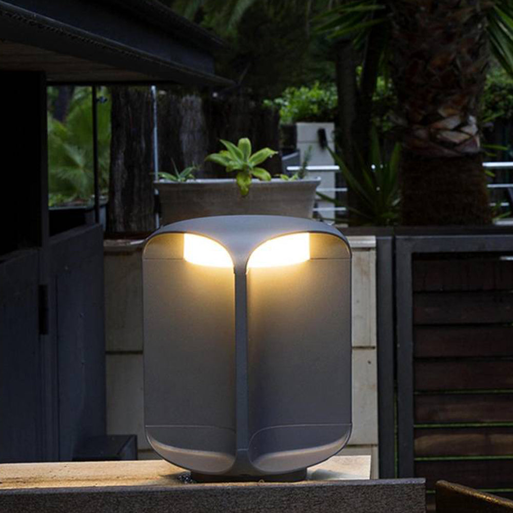 Ray LED Lampadaire Noir/Gris Métal/Verre Cour Allée Extérieur
