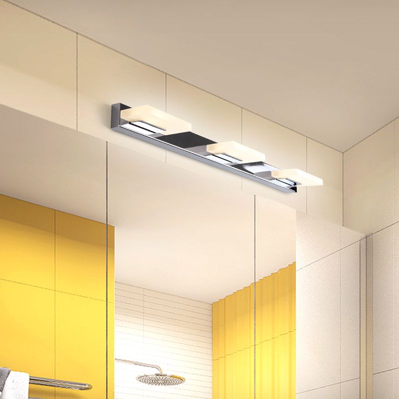 Arisha Design LED Applique Murale Miroir Carré Moderne Métal/Acrylique Argent Salle de Bain