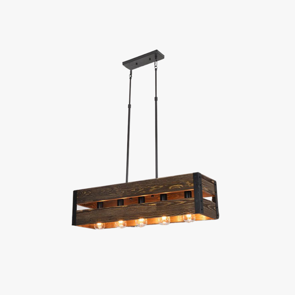 Silva Suspension Rectangulaire Rustique, Bois/Metal, Bois/Marron, Chambre