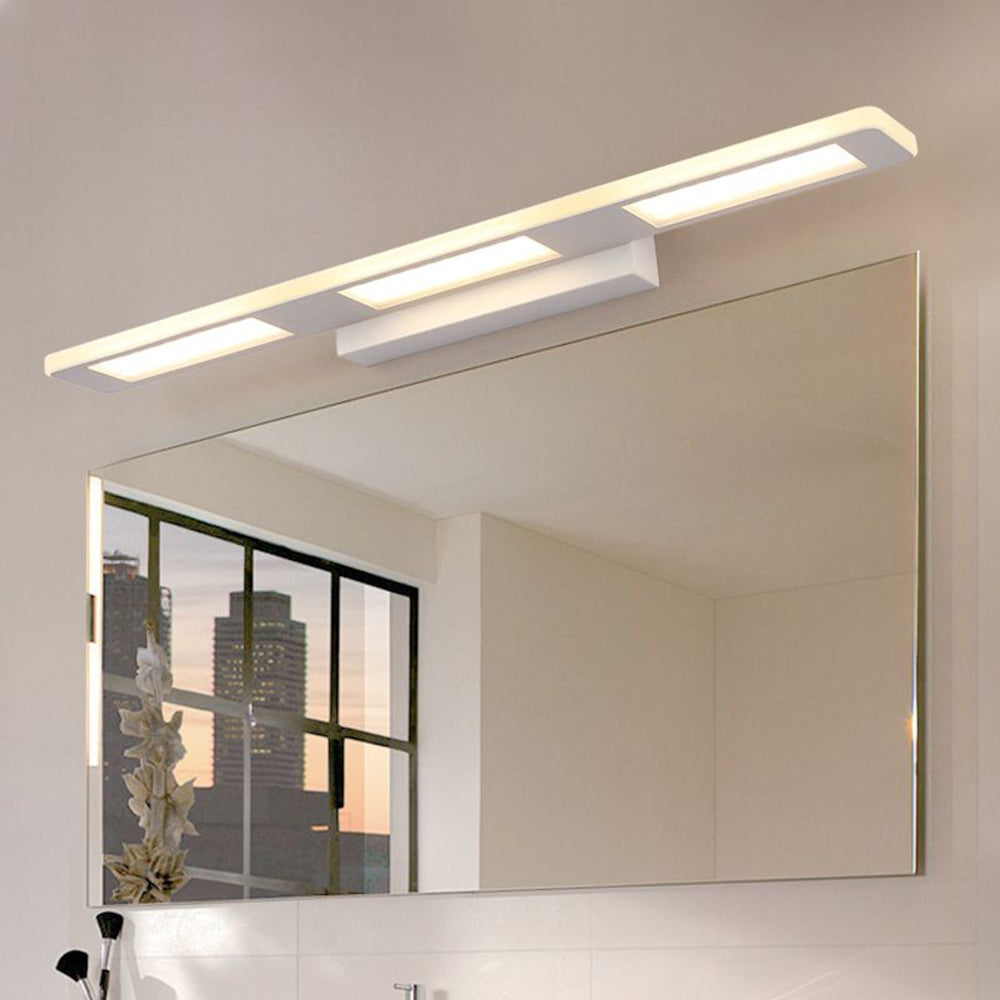 Arisha Applique Murale à Miroir Rectangulaire Design LED Moderne Métal Acrylique Blanc Salle de Bain