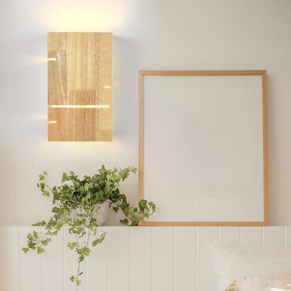 Muto Applique Murale Rectangulaire Moderne Simple LED Bois Brut Chambre à Coucher/Salon