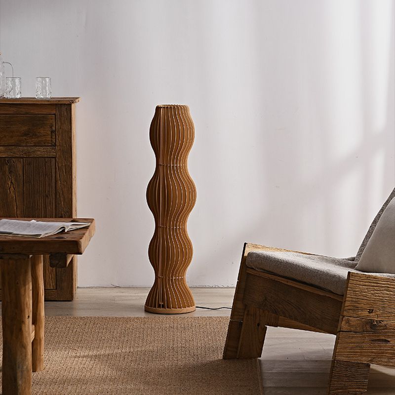 Muto Lampadaire Vague Moderne, Bois, Kaki, Salon