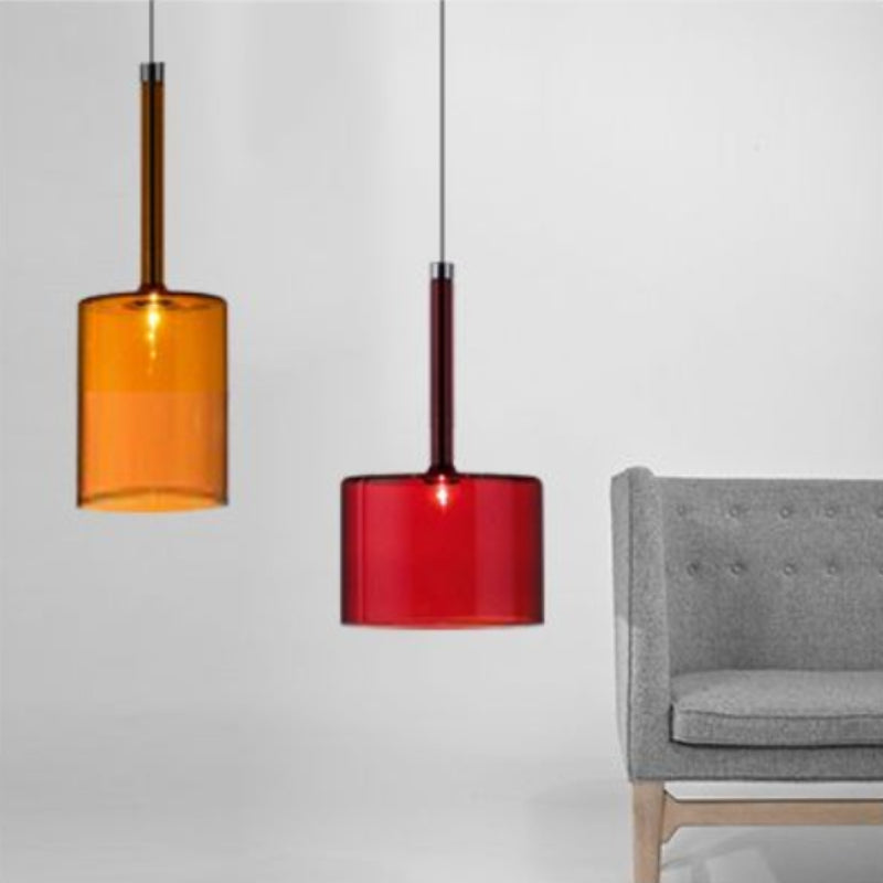 Valentina Lustre Suspension Moderne Minimaliste Verre Clair/Gris Bar