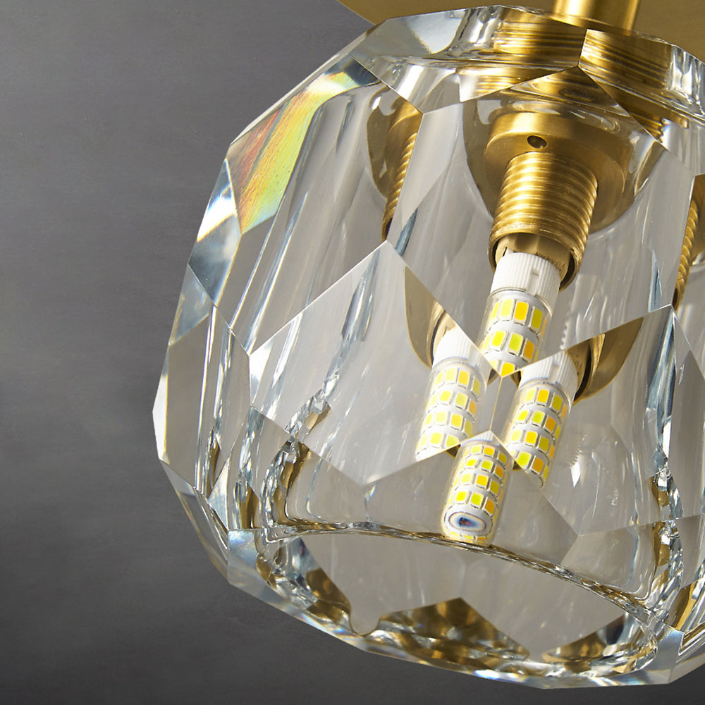 Kristy Plafonnier Diamant Cristal, Métal/Cristal, Doré, Salon