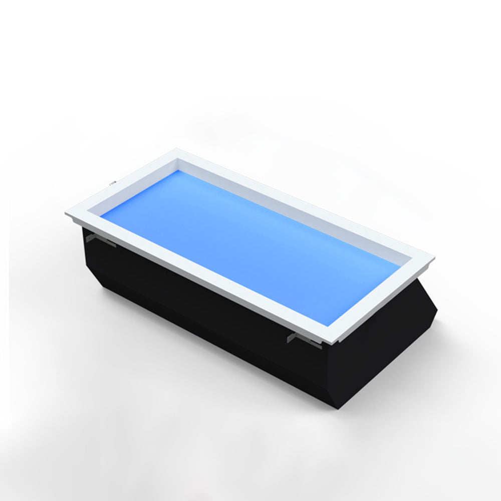 Ray Plafonnier Rectangle Moderne, Métal/Verre, Bleu, Salon