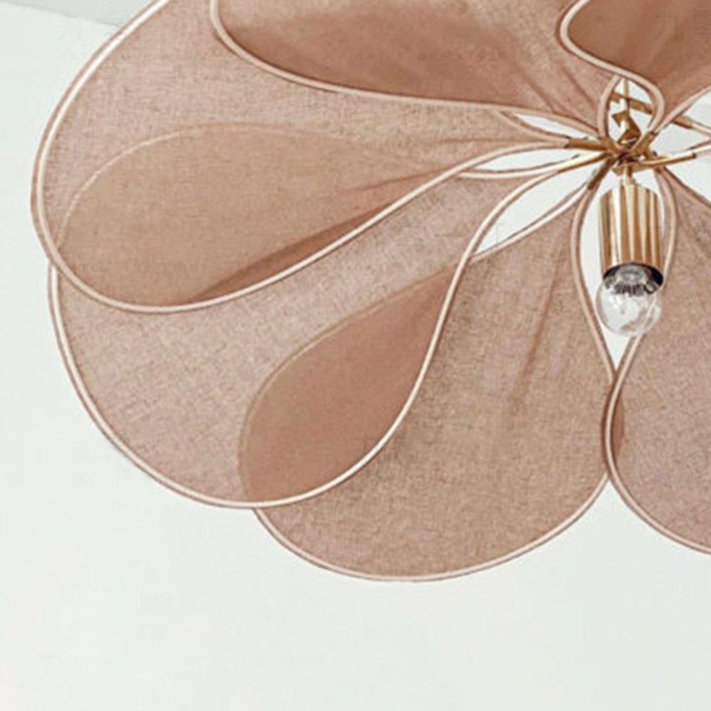 Ritta Suspension Petale Moderne, Metal/Tissu, Blanc/Marron, Salon