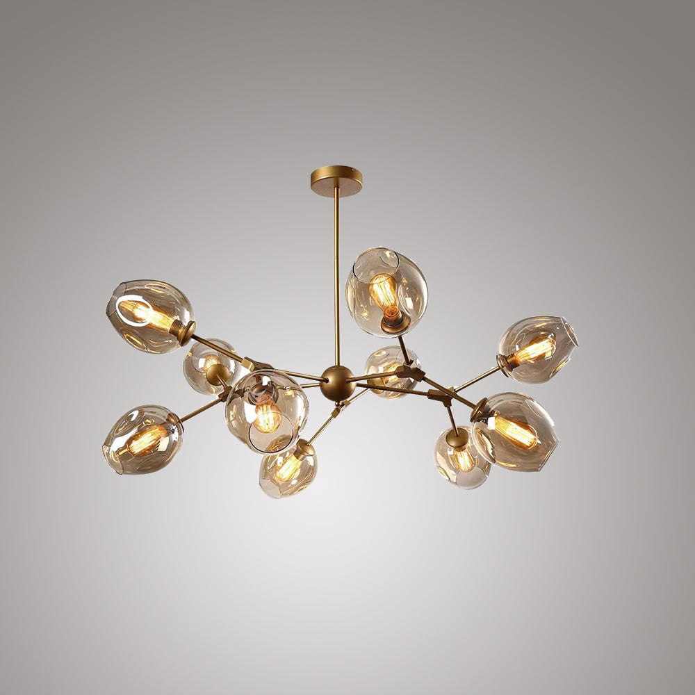 Valentina Suspension Multi Retro, Metal/Verre, Noir/Or, Chambre